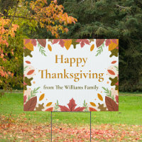 Custom Happy Thanksgiving Autumn Leaves Yard