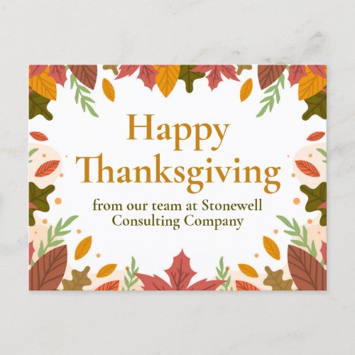 Custom Happy Thanksgiving Fall Business Marketing Postcard