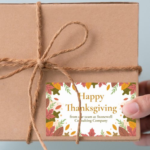 Custom Happy Thanksgiving Fall Business Marketing Rectangular Sticker