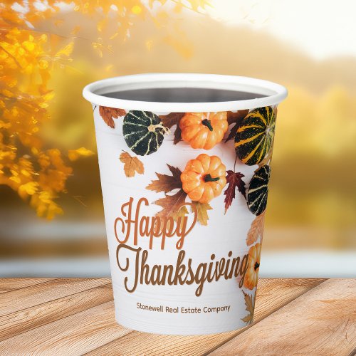 Custom Happy Thanksgiving Fall Company Dinner Paper Cups