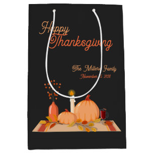 Custom Happy Thanksgiving Medium Gift Bag