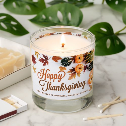 Custom Happy Thanksgiving Pretty Pumpkin Company Scented Candle