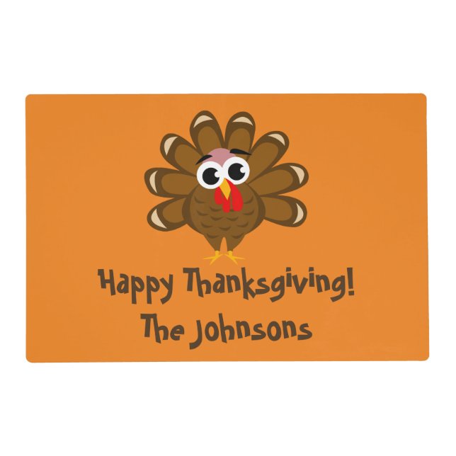 Custom Happy Thanksgiving Turkey Day dinner party Placemat (Front)
