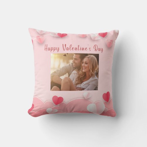 custom Happy Valentines Day 1 Photo  Throw Pillow