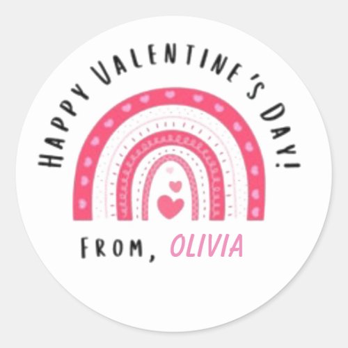 Custom Happy Valentines day kids school heart  Classic Round Sticker