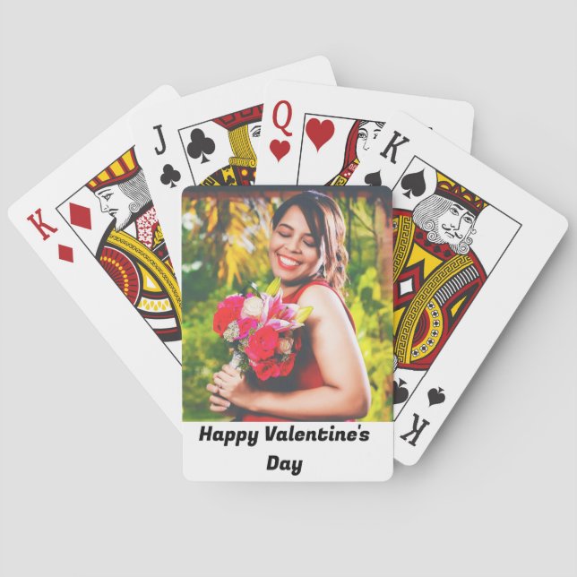 Custom Happy Valentine's Day photo Poker Cards (Back)