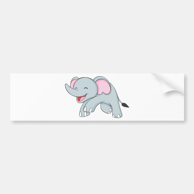 Custom Happy Walking Elephant Bumper Sticker (Front)