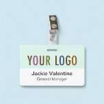 Custom Hard Plastic Name Badge with Metal Clip<br><div class="desc">Easily personalize our professional hard plastic name badge with your own company logo, employee name, job title, or other custom text. It's made of durable PVC plastic. Designed in mint green and other colors with a modern minimalist design by MISOOK. All colors are customizable. Available with a lanyard, metal clip,...</div>