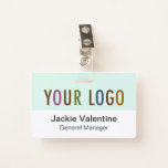 Custom Hard Plastic Name Badge with Metal Clip<br><div class="desc">Easily personalize this hard plastic name badge with your own company logo, employee name, job title, or other custom text. It's made of durable PVC plastic. You can change the logo background color to match your corporate colors. Custom name badges branded with your business logo look professional on your employees...</div>