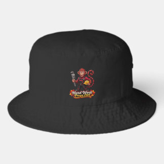 Custom Hard Work Pays Off Worker Monkey Mascot Ill Bucket Hat
