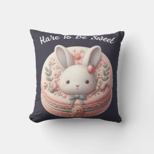 Custom Hare to Be Sweet Cute Bunny Macaron Design Throw Pillow