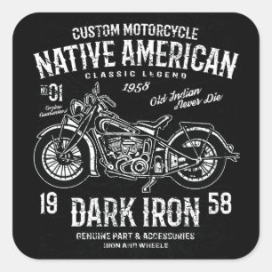 Custom Harley Indian Motorcycle Classic Legend Square Sticker
