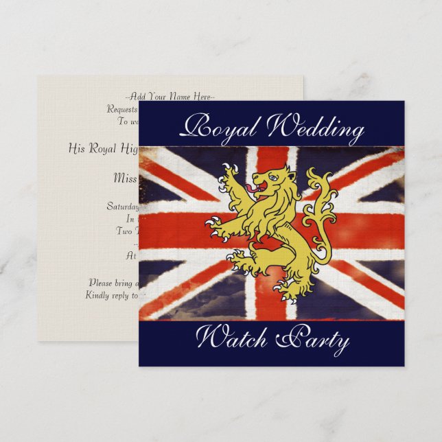 Custom Harry and Meghan Elegant Watch Party Invite (Front/Back)