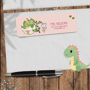 Custom Hatching Dino & Duckling Return Address Label