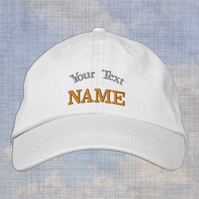 Custom hats, personalized text white embroidered b embroidered baseball cap (Creator Uploaded)