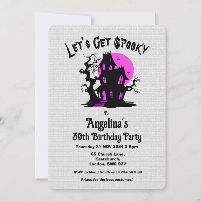 Custom Haunted Halloween Birthday Costume Party Invitation (Front)