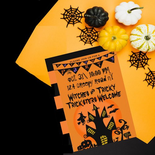Custom haunted house halloween party  invitation