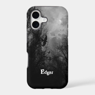 Custom Haunted Sky Dark Trees with Ravens Black iPhone 17 Case