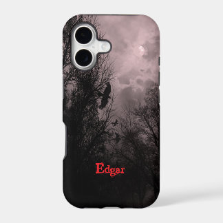 Custom Haunted Sky Dark Trees with Ravens Red iPhone 17 Case