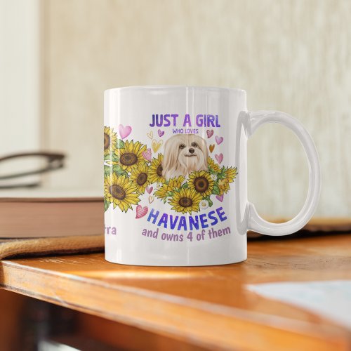 Custom Havanese Lover Sunflower Trainer Floral Coffee Mug