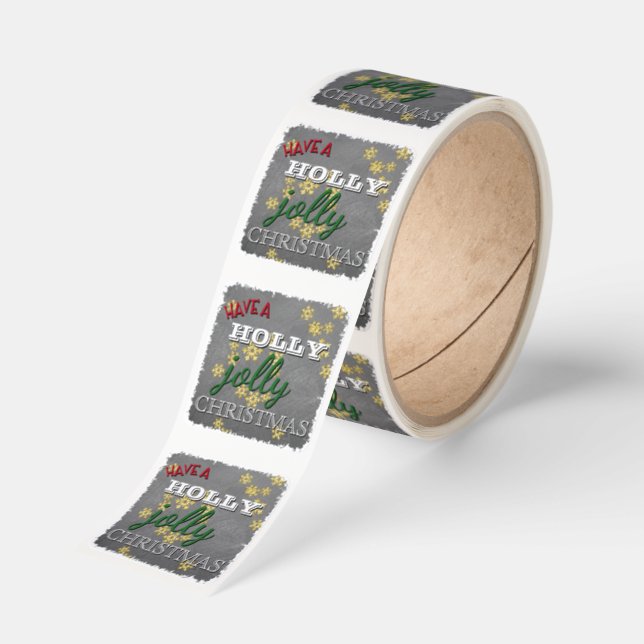 Custom Have A Holly Jolly Christmas On Blackboard Square Sticker (Roll)