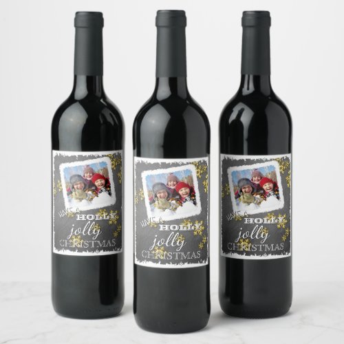 Custom Have A Holly Jolly Christmas On Blackboard Wine Label