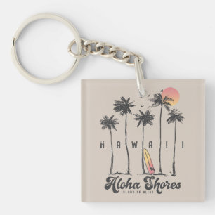 Custom Hawaii Beach Surfer Summer Vacation Gift Keychain