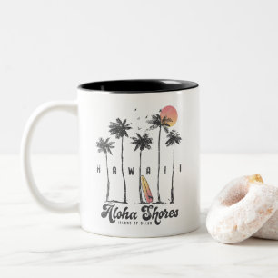 Custom Hawaii Beach Surfer Summer Vacation Gift Two-Tone Coffee Mug
