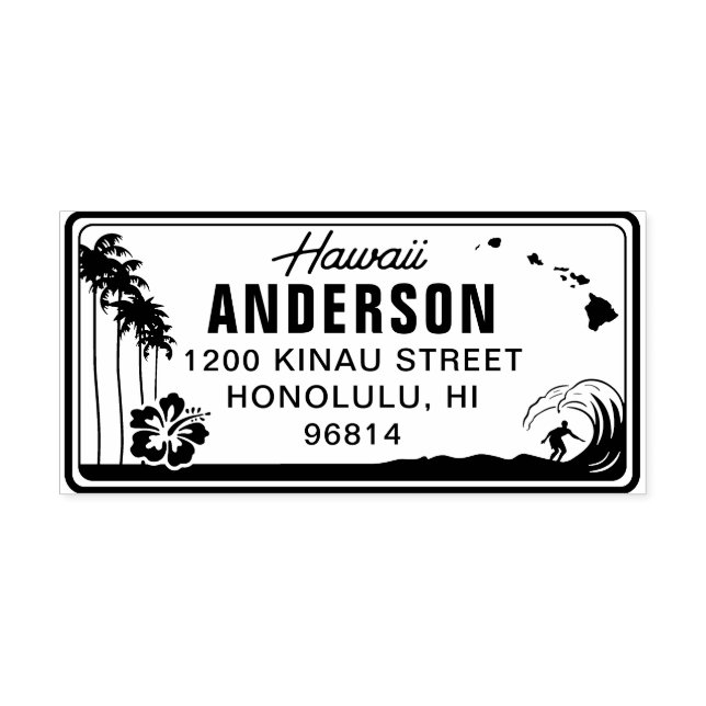 Custom Hawaii License Plate Return Address Stamp (Design)