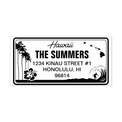 Custom Hawaii State License Plate Address Self_inking Stamp