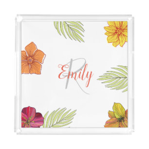 Custom Hawaiian Aloha Floral Acrylic Tray
