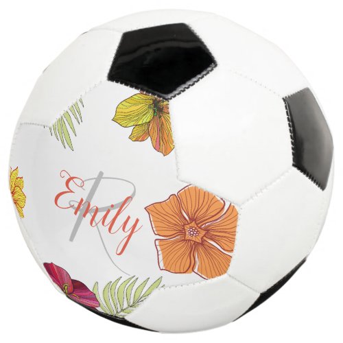 Custom Hawaiian Aloha Floral  Soccer Ball