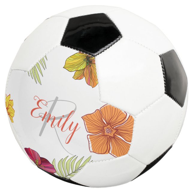 Custom Hawaiian Aloha Floral  Soccer Ball (Three Quarter)