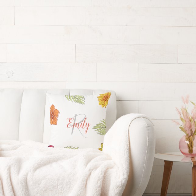 Custom Hawaiian Aloha Floral  Throw Pillow (Couch)