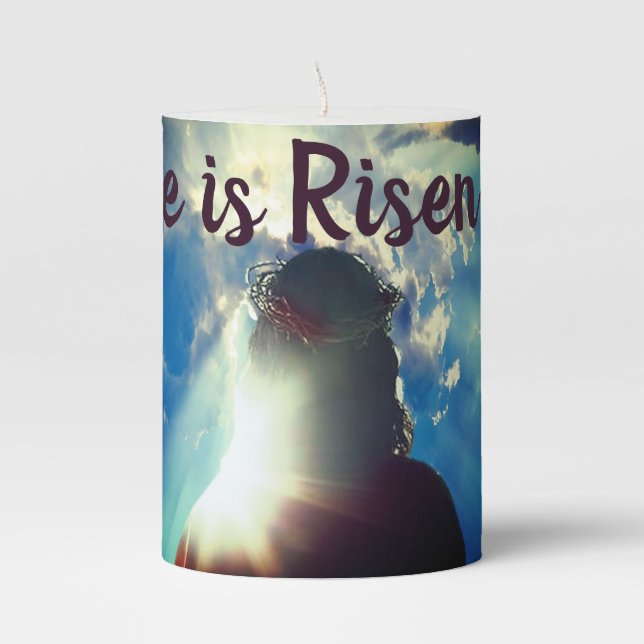 Custom HE IS RISEN Religious Jesus Easter Candle (Front)