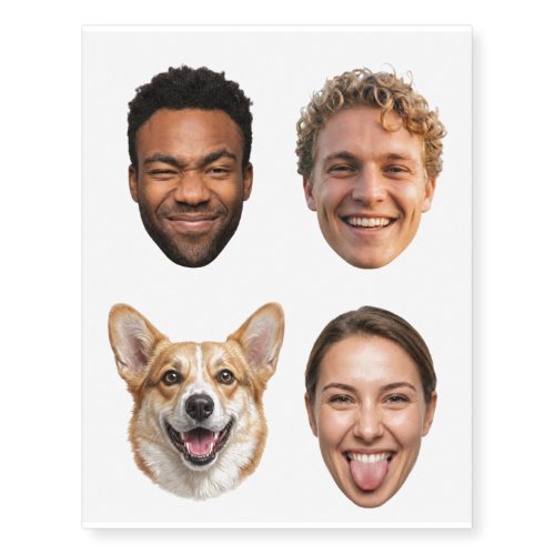 Custom Head Cutout Party Favors Temporary Tattoos