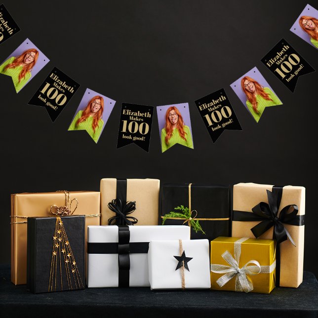 Custom Head Funny Face Personalized Birthday Photo Bunting Flags (Creator Uploaded)