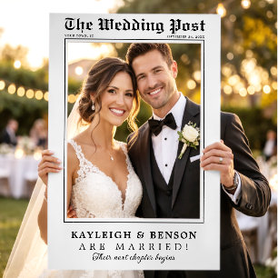 Custom Headline Newspaper Wedding Selfie Frame