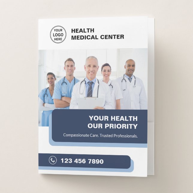 Custom Healthcare Professional Logo Pocket Folder (Front)