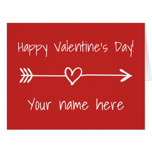 Custom heart arrow Happy Valentine's Day large Cards (Front Horizontal)
