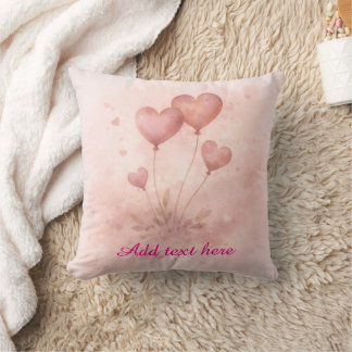Custom Heart Balloon Throw Pillow
