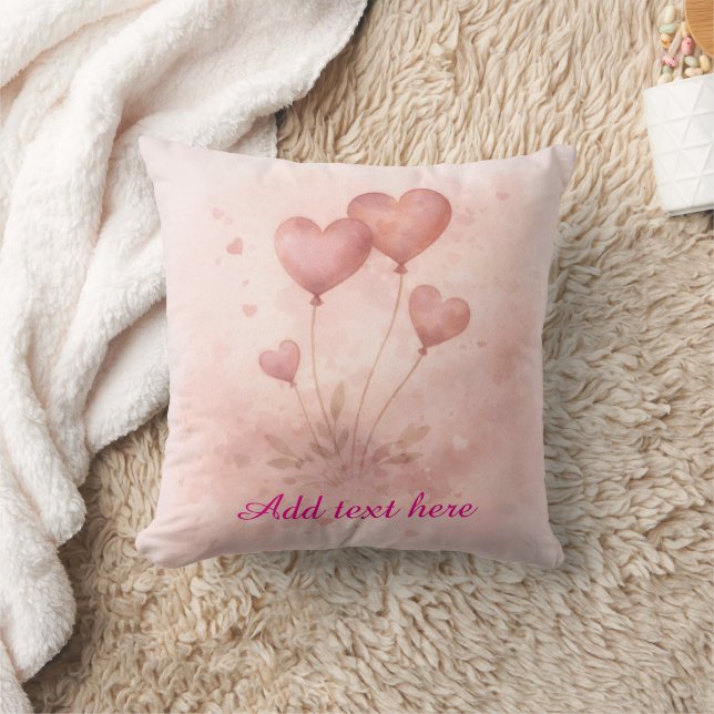 Custom Heart Balloon Throw Pillow (Blanket)