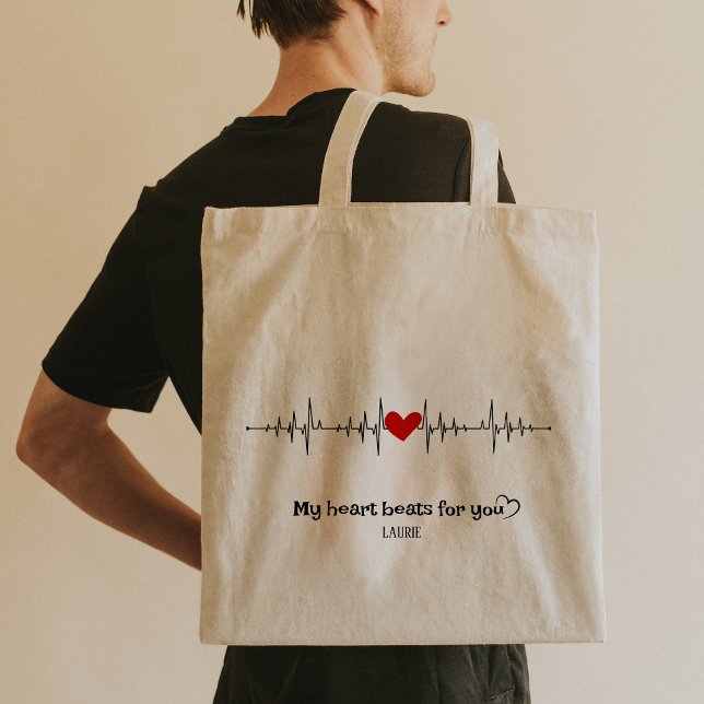 Custom Heart Beats Sign Tote Bag (Creator Uploaded)