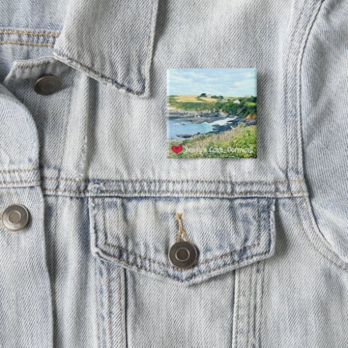 Custom Heart Bessys Cove Penzance Cornwall Photo Button