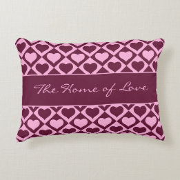 Custom Heart Checkerboard Pattern Bordeaux Pink - Accent Pillow