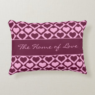 Custom Heart Checkerboard Pattern Bordeaux Pink - Accent Pillow