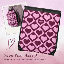 Custom Heart Checkerboard Pattern Bordeaux Pink -