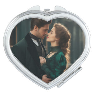Custom Heart Compact Mirror with Your Photo Design
