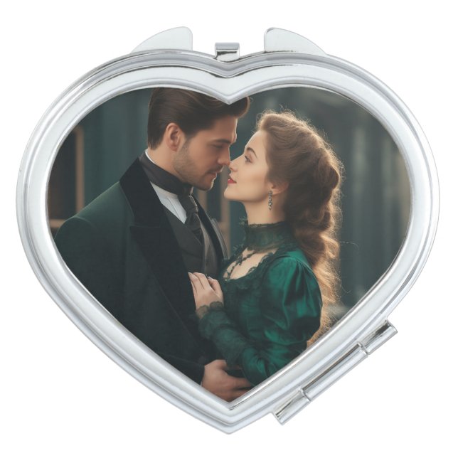 Custom Heart Compact Mirror with Your Photo Design (Front)