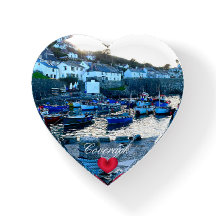 Custom Heart Coverack Harbor Dusk Cornwall Photo
